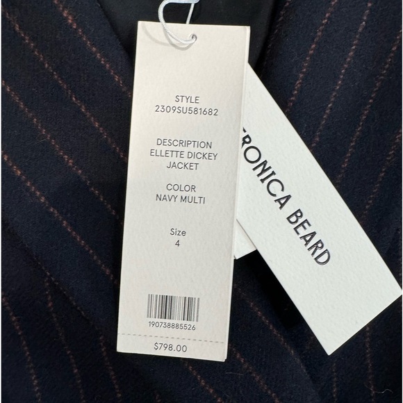 Veronica Beard NWT Ellette Dickey Jacket Navy Multi double breasted size 4 - Picture 6 of 13